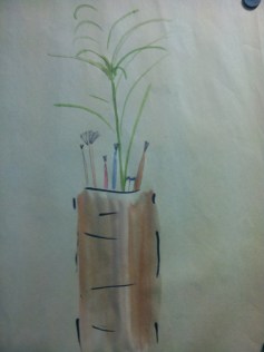 painting brushes and flower